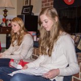 Girls open presents 7  Amy & Alison open presents xmas 2014 : 2014, Alison Mull, Amy, Christmas
