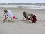 E8700-20050521-DSCN1383  Kids on beach : 2005, Alison, Audrey Bowen, Cole Bowen, NC, Wrightsville Beach
