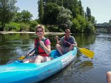 past the first bridge  Canoe trip down the Dordogne River : 2006, Dordogne River, France, Lois, Sarlot, Steve, _highlights_, _year_