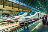 Sevilla - Santa Justa Train Station  AVE trains at Sevilla Santa Justa station : 2015, Sevilla, Spain, _highlights_