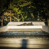 Sevilla  "Sevilla a los poetas de la generacion del 27" (Sevilla to the poets of the generation of 27).   Location: Passeo de Cristina, Fuente Generation del 27 (public park).  Spanish artist Cesar Portela.  The fountain is an hommage from the City of Sevilla to all the poets of the Generacion del 27 : 2015, Sevilla, Spain
