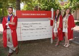 Sean & Lainey & Lizzy with Engineering I building sign : 2018, Graduation Pictures, Lainey Indermaur, Lizzie Weaver, NC State, NCSU, Sean Engles