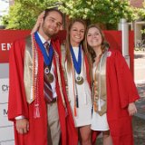 Sean & Lainey & Lizzy with Engineering I building sign : 2018, Graduation Pictures, Lainey Indermaur, Lizzie Weaver, NC State, NCSU, Sean Engles