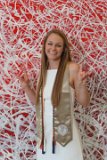 Lainey with Jose Parla mural in Hunt Library : 2018, Graduation Pictures, Lainey Indermaur, NC State, NCSU