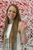 Lainey with Jose Parla mural in Hunt Library : 2018, Graduation Pictures, Lainey Indermaur, NC State, NCSU