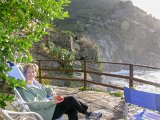 E8700-20041011-DSCN0509  Italy Vernazza hotel terrace overlooking the sea Lois : 2004, Cinqa Terra, Italy, Lois, Vernazza