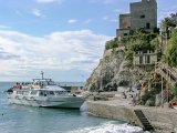 Cinqua Terra Tour Boat  Tour boat at dock in Monterosso Italy : 2004, Cinqa Terra, Italy, Monterosso