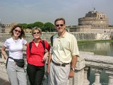 E8700-20041004-DSCN0131  Lois Teresa Hal on Ponte Vittorio Emanuele II bridge with Castel Sant'Angelo in background Rome, Italy : 2004, Castel Sant'Angelo, Hal, Italy, Lois, Rome, Teresa, Vatican
