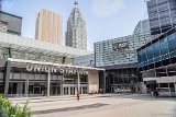Union Station toronto  The entrance to Toronto's Union Station and Air Canada Centre : 2015, Toronto, architecture