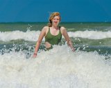 The Unexpected Wave  St. Augustiner, Vilano Beach Alison caught by unexpectedly strong wave. : Alison, Florida, St. Augustine, beach