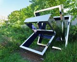 Perre’s Ventaglio III  Perre’s Ventaglio III, 1967 One of the first sculptors of her generation to be captivated by industrial materials, Beverly Pepper achieved a cool objectivity in Perre’s Ventaglio III, with its sleek, manufactured appearance.  Light heightens the optical effect of the sculpture, its surface reflecting the surrounding environment. : 2018, Olympic Sculpture Park, Seattle