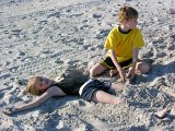 E8700-20050521-DSCN1402  Alison and Cole on beach : 2005, Audrey Bowen, Cole Bowen, NC, Wrightsville Beach