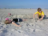 E8700-20050521-DSCN1403  Alison and Cole on beach : 2005, Audrey Bowen, Cole Bowen, NC, Wrightsville Beach