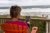 Lois on Lookout 01  2015 Topsail Beach with the Bowens : 2015, Bowen, Lois, Topsail, Vacation, beach